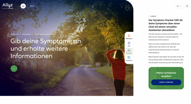 Allyz Screenshot Symptom-Checker Foto Allianz Partners